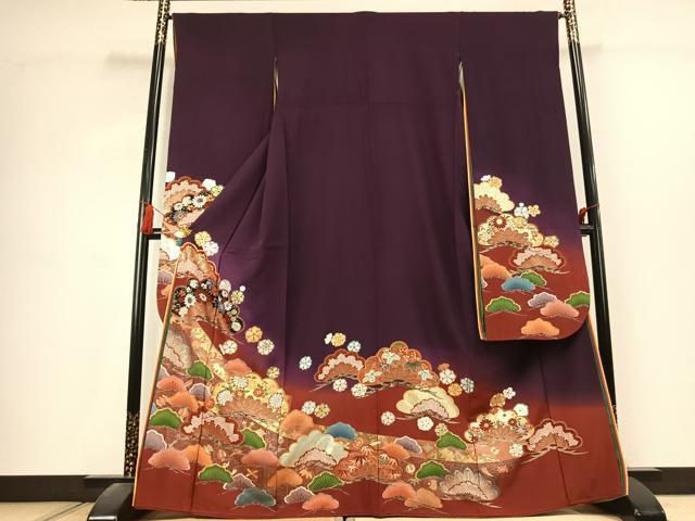 平和屋着物●豪華振袖　幾久重袖　松竹梅　暈し染め　金銀彩　正絹　逸品　AABK1633fy