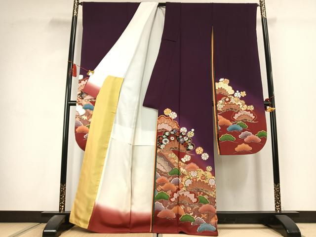 平和屋着物●豪華振袖　幾久重袖　松竹梅　暈し染め　金銀彩　正絹　逸品　AABK1633fy