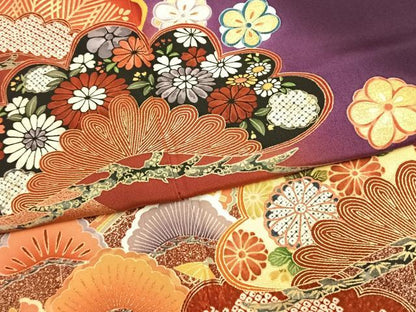平和屋着物●豪華振袖　幾久重袖　松竹梅　暈し染め　金銀彩　正絹　逸品　AABK1633fy