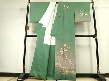 平和屋着物●金彩友禅　卓越技能者・名工・和田光正　訪問着　南天飛鳥文　暈し染め　金彩　正絹　逸品　AABK1636fy