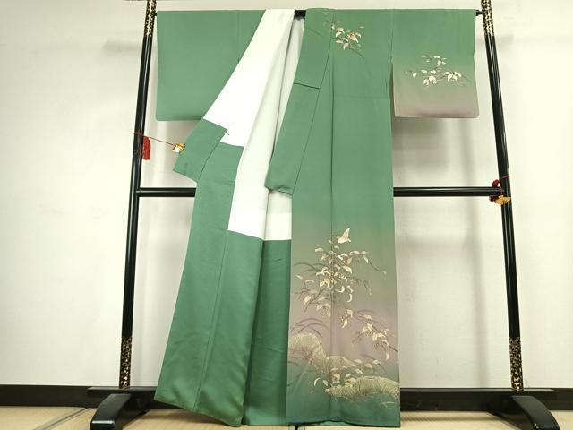 平和屋着物●金彩友禅　卓越技能者・名工・和田光正　訪問着　南天飛鳥文　暈し染め　金彩　正絹　逸品　AABK1636fy