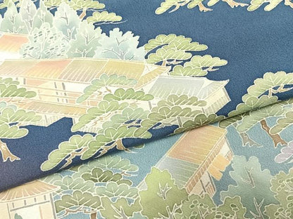 平和屋着物●訪問着　友禅　作家物　風景文　暈し染め　正絹　逸品　AABK1637fy