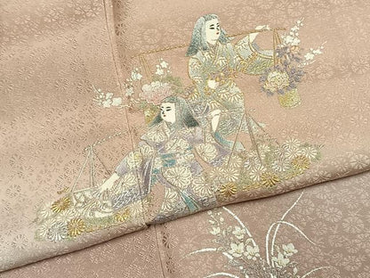 平和屋着物●金彩友禅　卓越技能者・名工・和田光正　訪問着　人物花文　暈し染め　金銀彩　さが美扱い　正絹　逸品　未使用　AABK1638fy