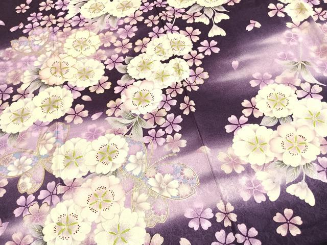 平和屋着物●豪華振袖　駒刺繍　花蝶文　暈し染め　金彩　正絹　逸品　AABK1639fy