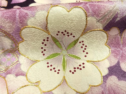 平和屋着物●豪華振袖　駒刺繍　花蝶文　暈し染め　金彩　正絹　逸品　AABK1639fy