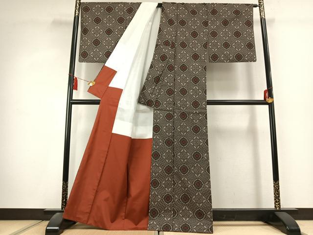 平和屋着物●本場大島紬　龍郷絣　正絹　逸品　AABK1643fy