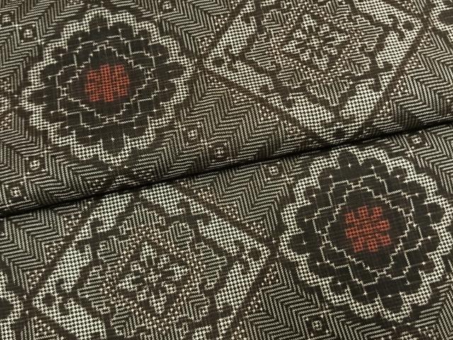 平和屋着物●本場大島紬　龍郷絣　正絹　逸品　AABK1643fy
