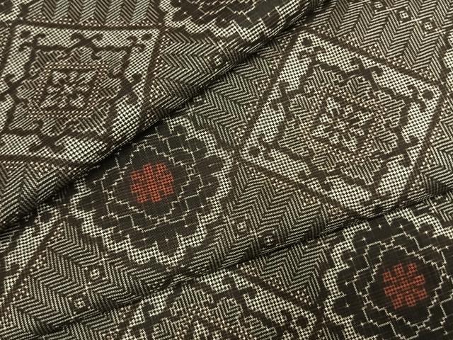 平和屋着物●本場大島紬　龍郷絣　正絹　逸品　AABK1643fy