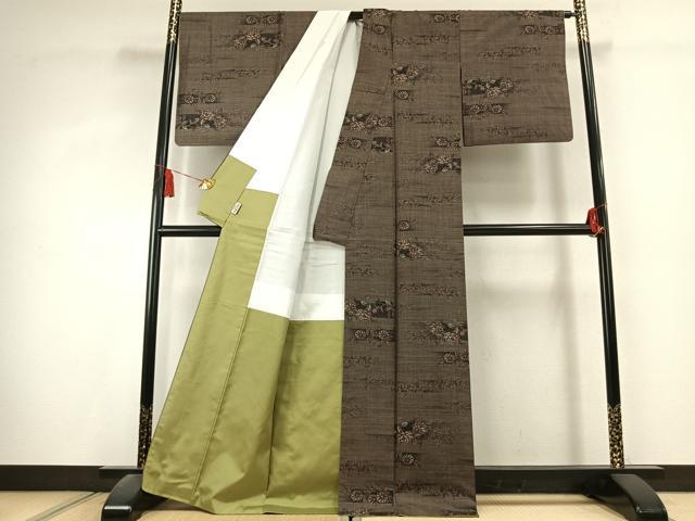 平和屋着物●都喜ヱ門　本場大島紬　純泥染　手織　9マルキ　総絣　雅びな序曲　藤絹織物謹製　証紙付き　正絹　逸品　AABK1644fy