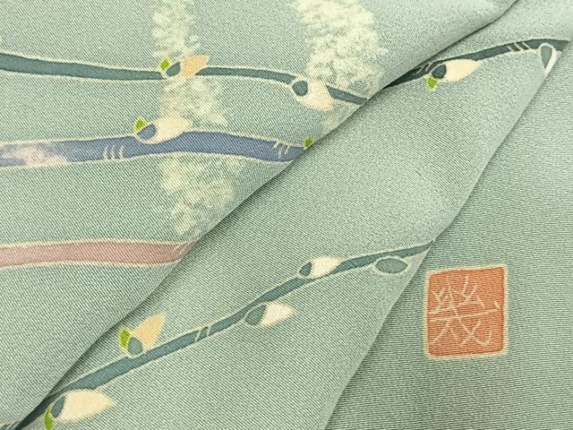 平和屋着物●本加賀友禅作家　瀬野幾久代　訪問着　枝蕾　暈し染め　正絹　逸品　AABK1645fy