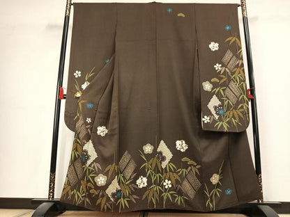 平和屋着物●豪華振袖　絞り　松竹梅　銀彩　正絹　逸品　AABK1646fy