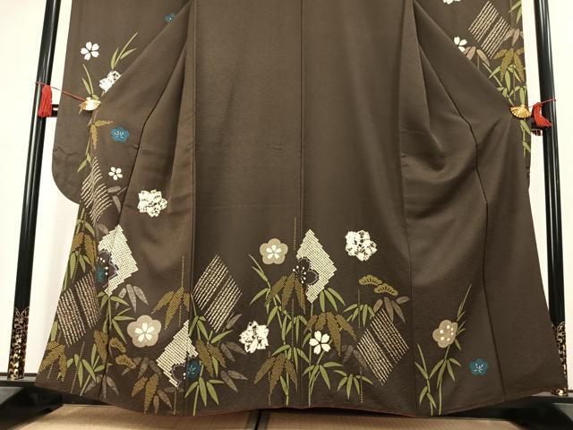平和屋着物●豪華振袖　絞り　松竹梅　銀彩　正絹　逸品　AABK1646fy