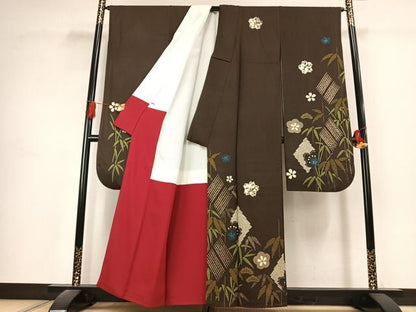 平和屋着物●豪華振袖　絞り　松竹梅　銀彩　正絹　逸品　AABK1646fy