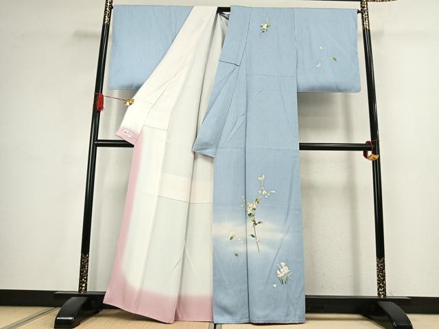 平和屋着物●本加賀友禅作家　南克治　訪問着　枝花文　暈し染め　やまと誂製　正絹　逸品　未使用　AABK1647fy