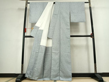 平和屋着物●紋屋井関　御寮織　お召　桐竹鳳凰地紋　薄雲鼠色　正絹　逸品　AABK1648fy