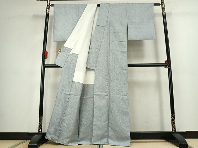 平和屋着物●紋屋井関　御寮織　お召　桐竹鳳凰地紋　薄雲鼠色　正絹　逸品　AABK1648fy