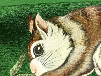 平和屋着物●色留訪問着　手描き　栗鼠　鶸萌黄色　正絹　逸品　AABK1649fy