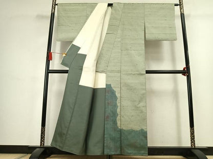 平和屋着物●訪問着　紬地　抽象文様　正絹　逸品　AABK1650fy
