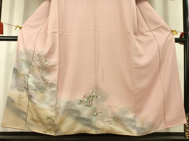 平和屋着物●訪問着　風景文　暈し染め　金彩　正絹　逸品　AABK1651fy