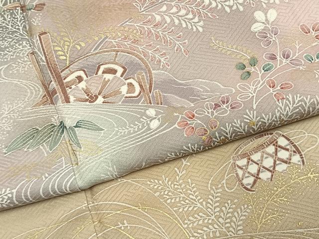 平和屋着物●訪問着　風景文　暈し染め　金彩　正絹　逸品　AABK1651fy