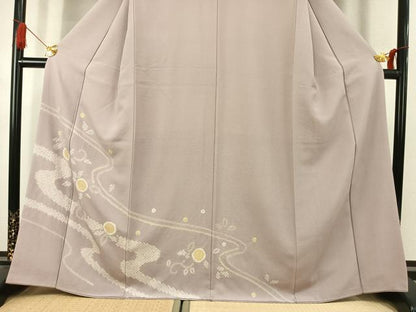 平和屋着物●訪問着　絞り　流水文　金彩　正絹　逸品　AABK1652fy