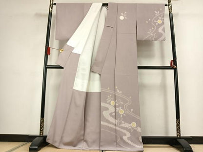 平和屋着物●訪問着　絞り　流水文　金彩　正絹　逸品　AABK1652fy