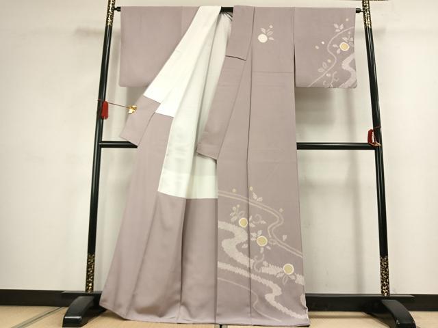 平和屋着物●訪問着　絞り　流水文　金彩　正絹　逸品　AABK1652fy