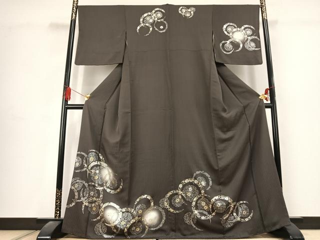 平和屋着物●訪問着　雪輪花文　蛍暈し　金銀彩　正絹　逸品　AABK1653fy