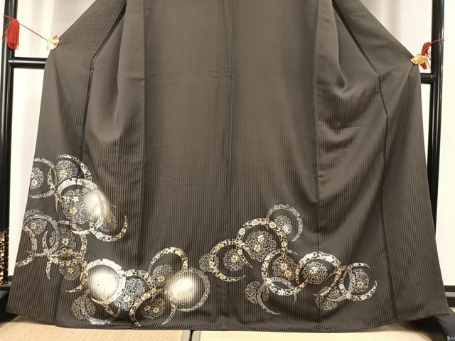 平和屋着物●訪問着　雪輪花文　蛍暈し　金銀彩　正絹　逸品　AABK1653fy