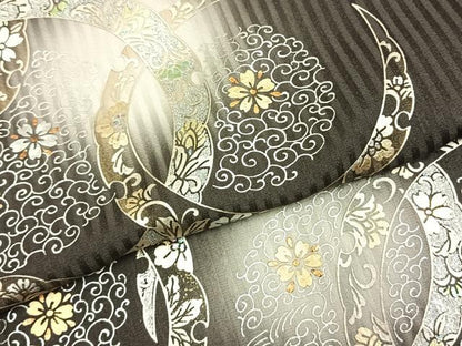 平和屋着物●訪問着　雪輪花文　蛍暈し　金銀彩　正絹　逸品　AABK1653fy