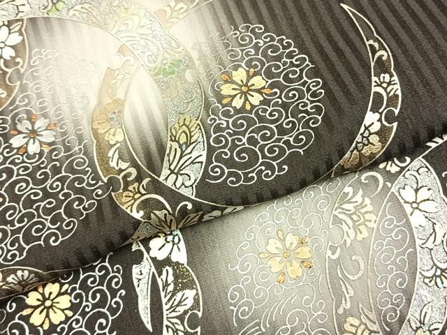 平和屋着物●訪問着　雪輪花文　蛍暈し　金銀彩　正絹　逸品　AABK1653fy