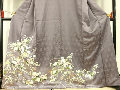 平和屋着物●訪問着　友禅　枝花文　暈し染め　正絹　逸品　AABK1656fy