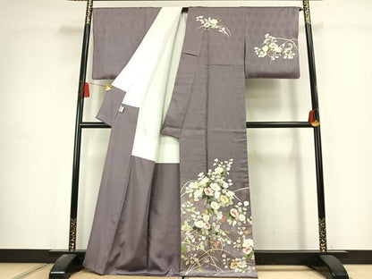 平和屋着物●訪問着　友禅　枝花文　暈し染め　正絹　逸品　AABK1656fy
