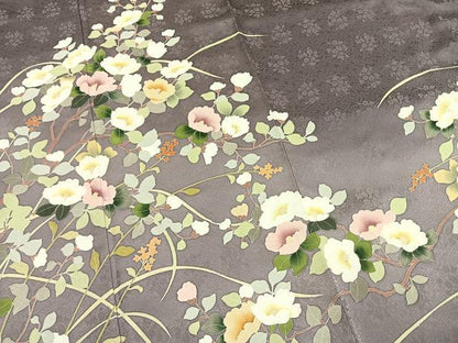 平和屋着物●訪問着　友禅　枝花文　暈し染め　正絹　逸品　AABK1656fy