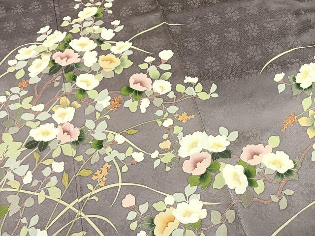 平和屋着物●訪問着　友禅　枝花文　暈し染め　正絹　逸品　AABK1656fy