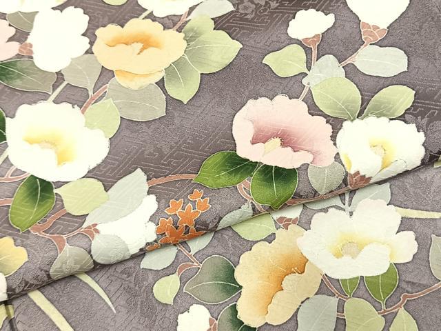平和屋着物●訪問着　友禅　枝花文　暈し染め　正絹　逸品　AABK1656fy