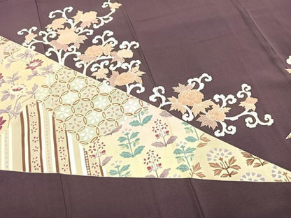 平和屋着物●豪華色留袖　花唐草文　正絹　逸品　AABK1658fy