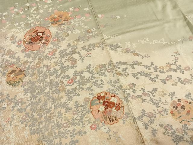 平和屋着物●訪問着　雪輪花文　暈し染め　金銀彩　正絹　逸品　AABK1663fy