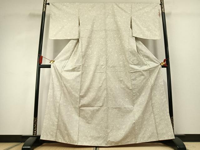 平和屋着物●本場大島紬　白大島　7マルキ　花唐草文　正絹　逸品　AABK1665fy