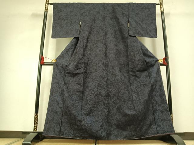 平和屋着物●結城紬　色紙重ね花文　正絹　逸品　未使用　AABK1667fy