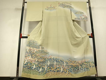 平和屋着物●訪問着　友禅　作家物　松竹梅　飛鳥文　暈し染め　正絹　逸品　AABK1668fy