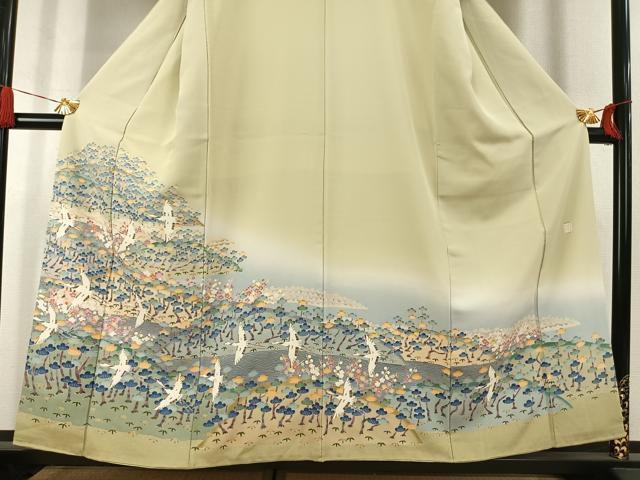 平和屋着物●訪問着　友禅　作家物　松竹梅　飛鳥文　暈し染め　正絹　逸品　AABK1668fy