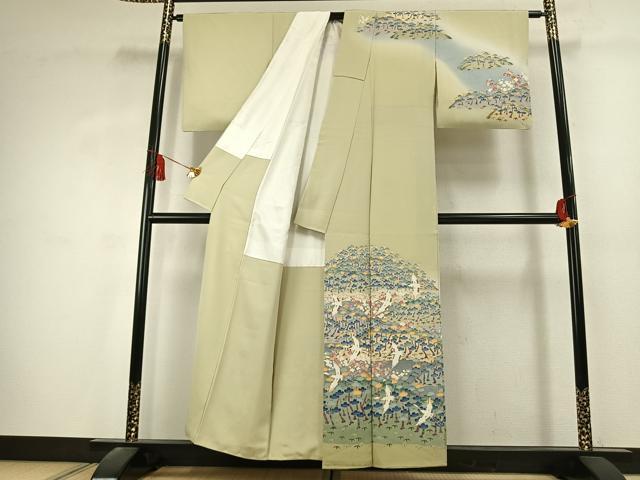 平和屋着物●訪問着　友禅　作家物　松竹梅　飛鳥文　暈し染め　正絹　逸品　AABK1668fy