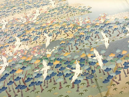 平和屋着物●訪問着　友禅　作家物　松竹梅　飛鳥文　暈し染め　正絹　逸品　AABK1668fy