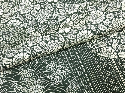 平和屋着物●訪問着　本場染大島紬　作家物　型染め　草花文　正絹　逸品　未使用　AABK1672fy