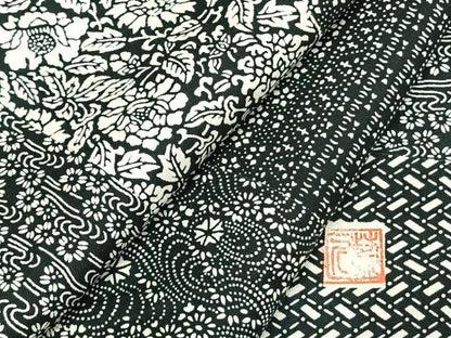 平和屋着物●訪問着　本場染大島紬　作家物　型染め　草花文　正絹　逸品　未使用　AABK1672fy