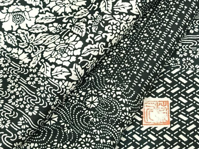 平和屋着物●訪問着　本場染大島紬　作家物　型染め　草花文　正絹　逸品　未使用　AABK1672fy