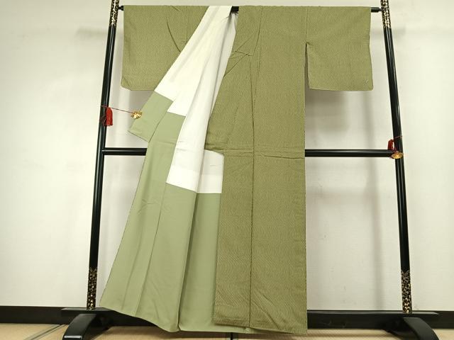 平和屋着物●上質な小紋　縞　正絹　逸品　AABK1673fy