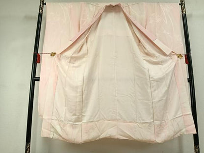 平和屋着物●振袖用長襦袢　袷　草花地紋　暈し染め　半衿刺繍　正絹　逸品　AABK1674fy