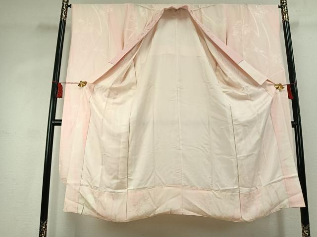 平和屋着物●振袖用長襦袢　袷　草花地紋　暈し染め　半衿刺繍　正絹　逸品　AABK1674fy